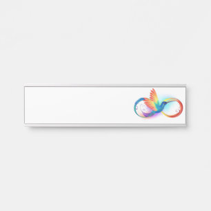 Rainbow Hummingbird mit dem Symbol Unendlichkeit Türschild