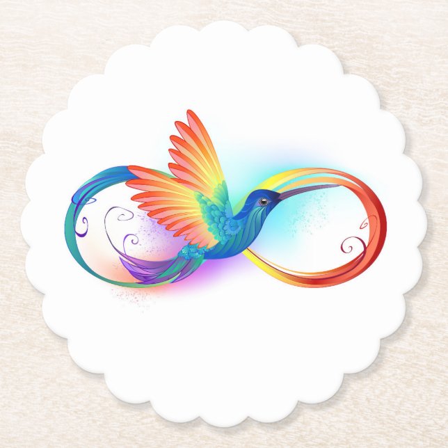 Rainbow Hummingbird mit dem Symbol Unendlichkeit Untersetzer (Vorderseite)