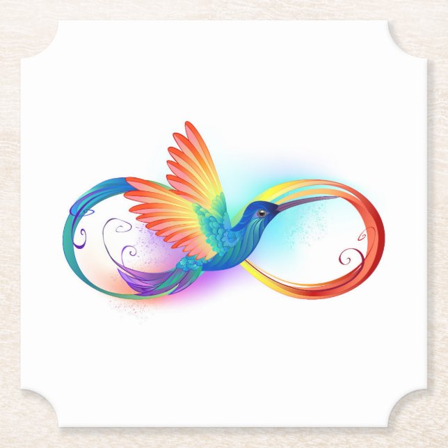 Rainbow Hummingbird mit dem Symbol Unendlichkeit Untersetzer (Vorderseite)