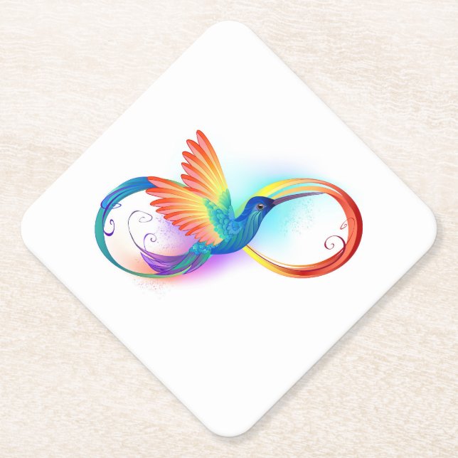 Rainbow Hummingbird mit dem Symbol Unendlichkeit Untersetzer (Vorderseite)