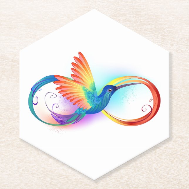 Rainbow Hummingbird mit dem Symbol Unendlichkeit Untersetzer (Vorderseite)