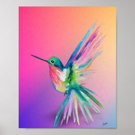 Rainbow Hummingbird Premium Leinwand Poster (8x10)