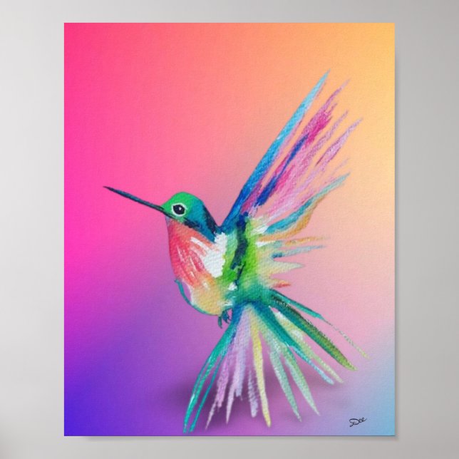 Rainbow Hummingbird Premium Leinwand Poster (8x10) (Vorne)