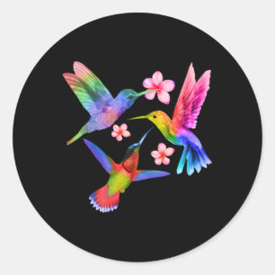 Rainbow Hummingbird Wasserfarbe Runder Aufkleber