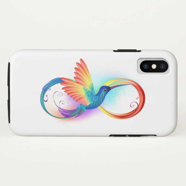 Rainbow Hummingbird with Infinity symbol Case-Mate iPhone Hülle (Rückseite (Horizontal))