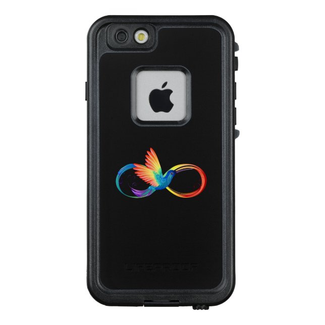 Rainbow Hummingbird with Infinity symbol LifeProof iPhone Hülle (Rückseite)