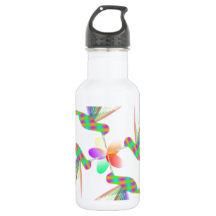 Rainbow Hummingbirds Küssen Eine Blume Trinkflasche
