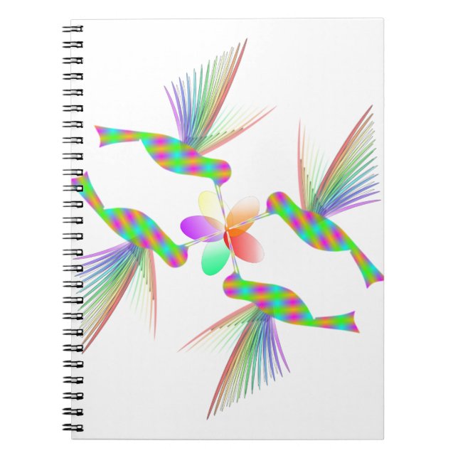Rainbow Hummingbirds Küsst eine Blume Notizblock (Vorderseite)