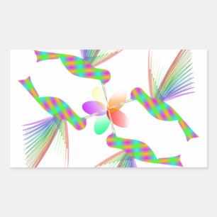 Rainbow Hummingbirds Küsst eine Blume Rechteckiger Aufkleber