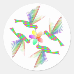 Rainbow Hummingbirds Küsst eine Blume Runder Aufkleber