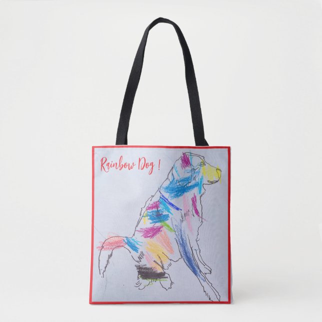 Rainbow Hund Tote Tasche (Vorderseite)