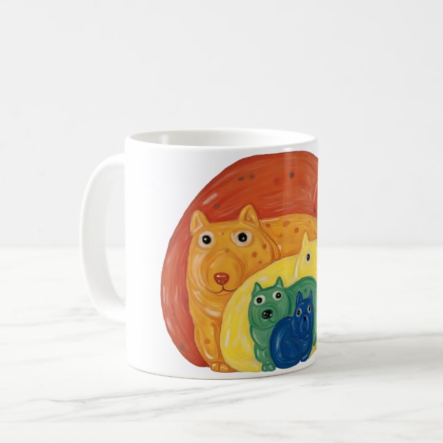 Rainbow Hunde Kaffeetasse (Vorderseite Links)