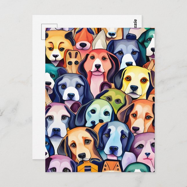 Rainbow Hunde, Postkreuzung Postkarte (Vorne/Hinten)