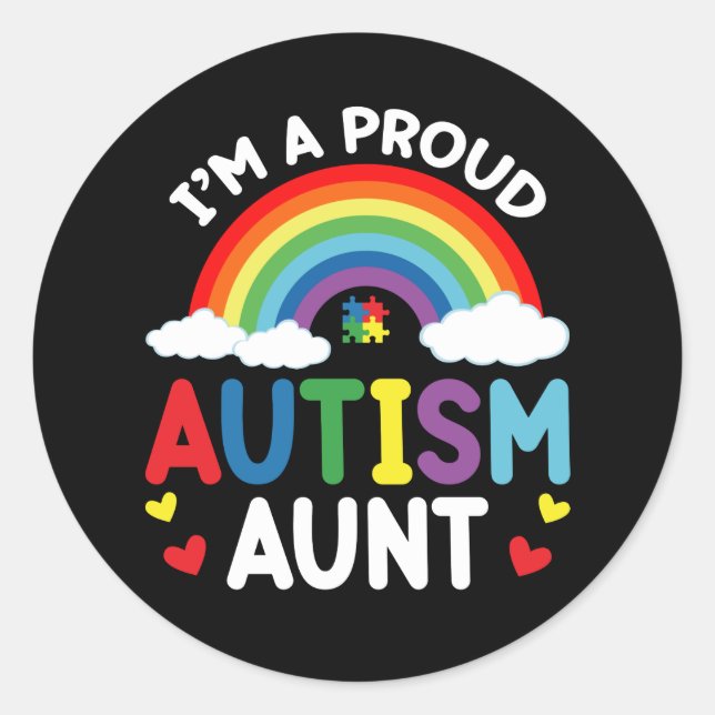 Rainbow I bin ein stolzer Autismus Tante Autismus  Runder Aufkleber (Vorderseite)