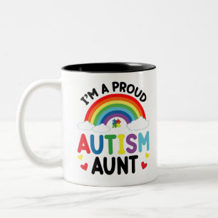Rainbow I bin ein stolzer Autismus Tante Autismus Zweifarbige Tasse