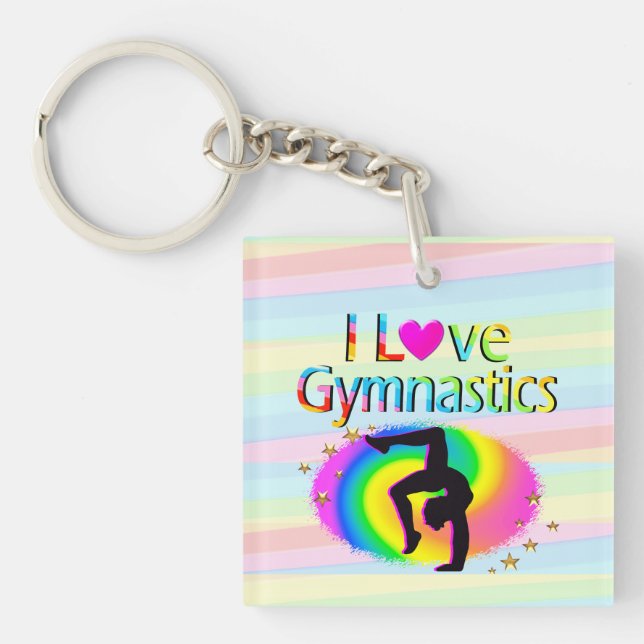 RAINBOW I LIEBE GYMNASTICS KEY CHAINS SCHLÜSSELANHÄNGER (Vorderseite)