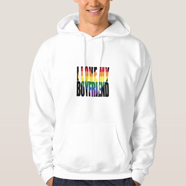 Rainbow I Liebe My Boyfriend Heart Hoodie (Vorderseite)