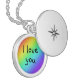 Rainbow I Liebe You Locket Necklace (Vorderseite links)