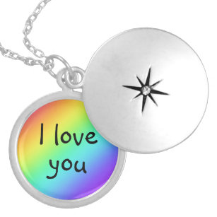 Rainbow I Liebe You Locket Necklace