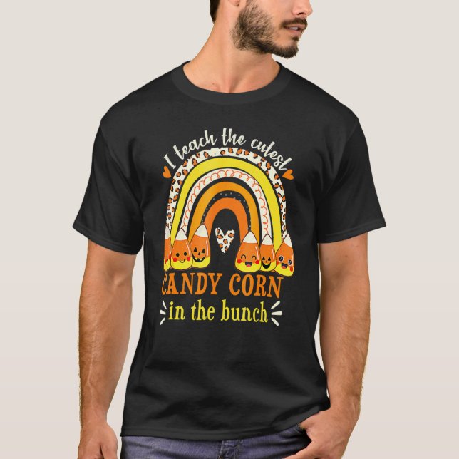 Rainbow I Teach Niedliche Candy Corn Teacher Hallo T-Shirt (Vorderseite)