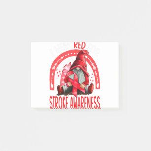 Rainbow I Wear Red Stroke Awareness Gnomes Post-it Klebezettel
