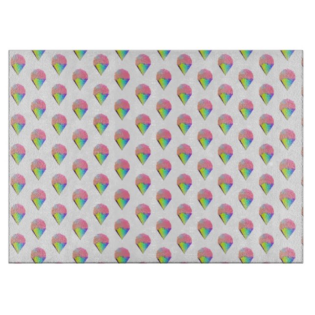 Rainbow Ice Creme Cone Glass Cutting Board Schneidebrett (Vorderseite)