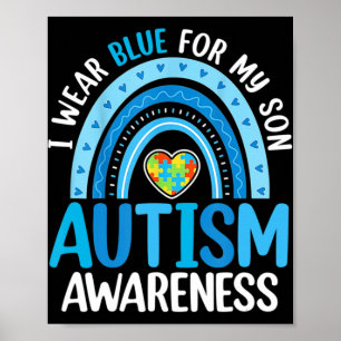 Rainbow Ich trage Blau für mein Sohn Autismus Bewu Poster