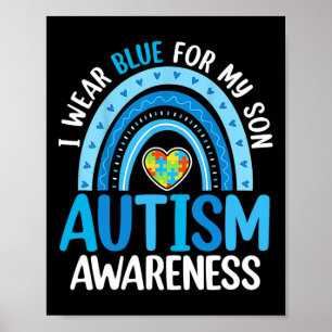 Rainbow Ich trage Blau für mein Sohn Autismus Bewu Poster