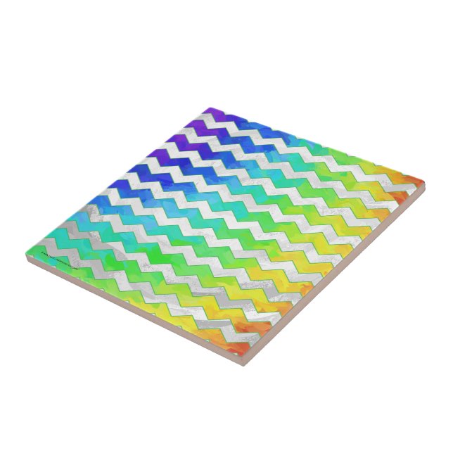 Rainbow Icy Zickzack Pattern Fliese (Seite)