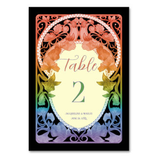 Rainbow II Aquarell Art Nouveau Hochzeit  Tischnummer