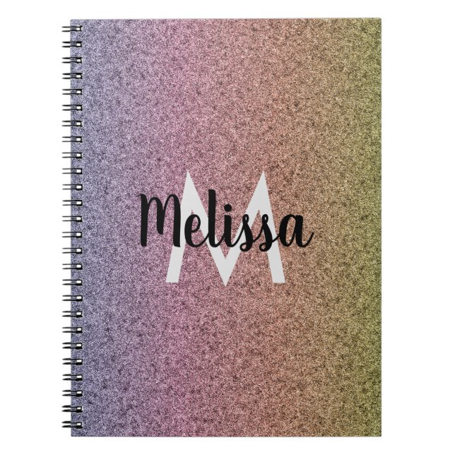 Rainbow-Imitate Glitzer-Muster Notizblock (Vorderseite)