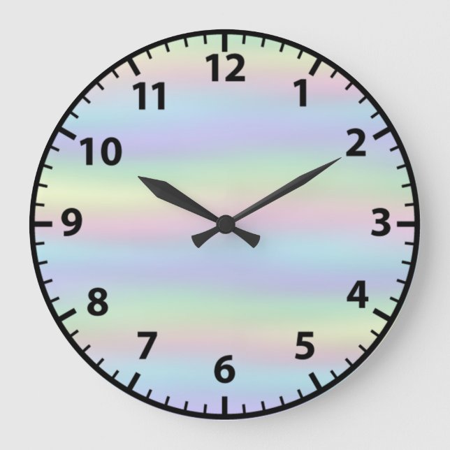 Rainbow-Imitate Holographic Girl Wall Clock Große Wanduhr (Vorderseite)