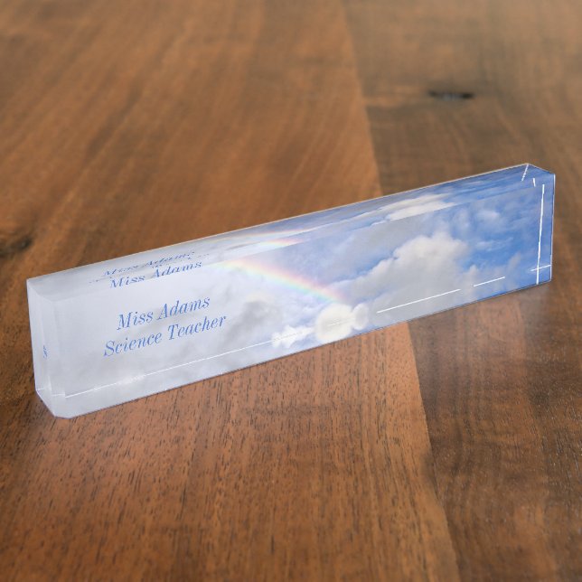 "RAINBOW IN CLOUDS" DESK NAMEPLATE NAMENSPLAKETTE (Seite)