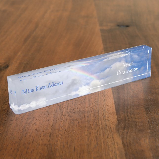 "RAINBOW IN CLOUDS" DESK NAMEPLATE NAMENSPLAKETTE (Seite)