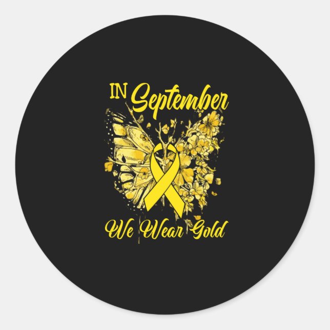 Rainbow In September We Wear Gold Childhood Cancer Runder Aufkleber (Vorderseite)