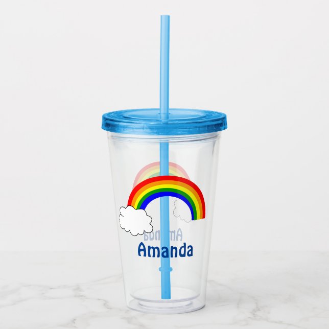 Rainbow Individuelle Name Acryltrinkbecher (Vorderseite)