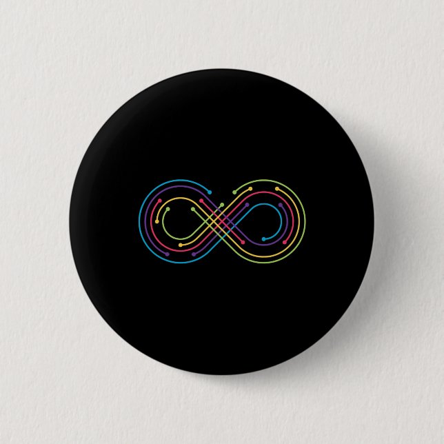 Rainbow Infinity Symbol Prix Autism Awareness Neu Button (Vorderseite)