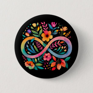 Rainbow Infinity Watercolor Blume Autismus Button