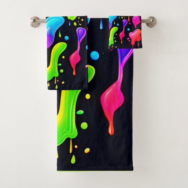 Rainbow Ink Paint Splash Badhandtuch Set (Insitu)