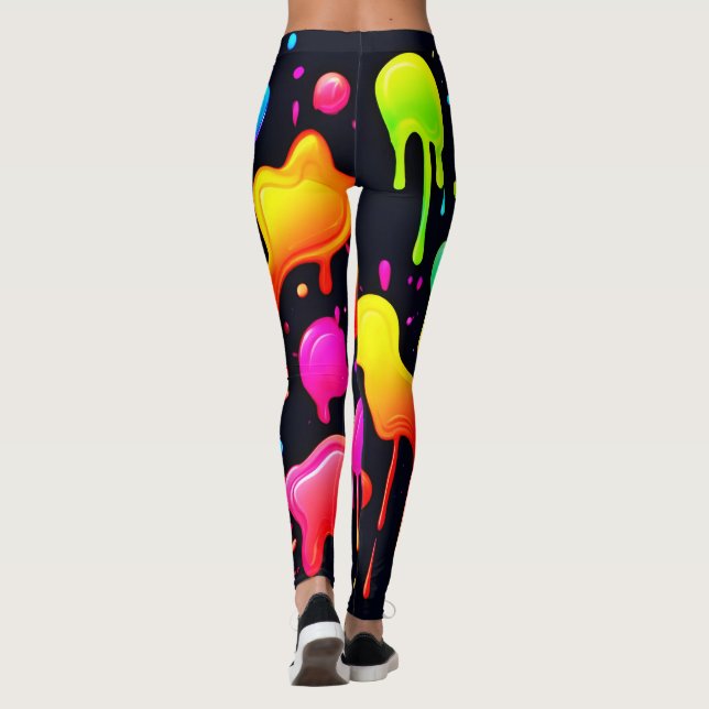 Rainbow Ink Paint Splash Leggings (Rückseite)