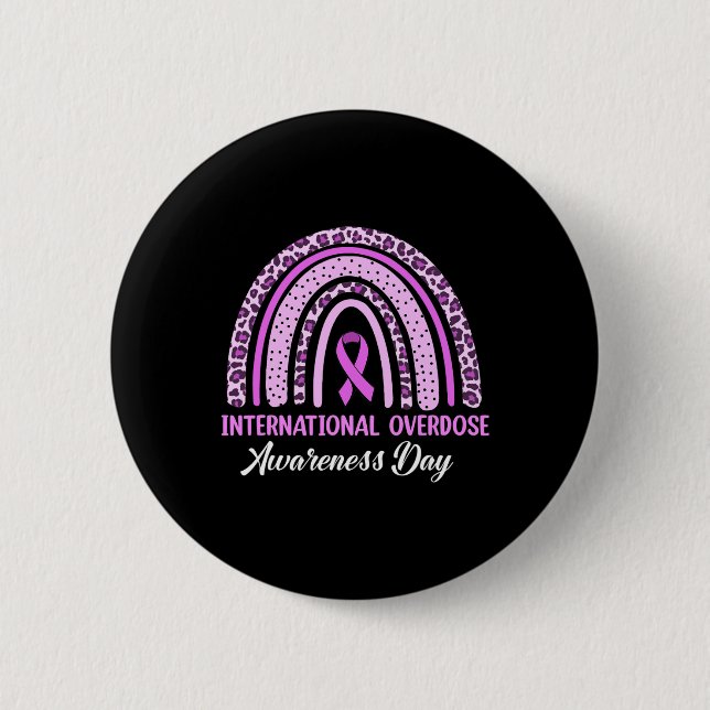 Rainbow International Overdose Awareness Day Purpu Button (Vorderseite)
