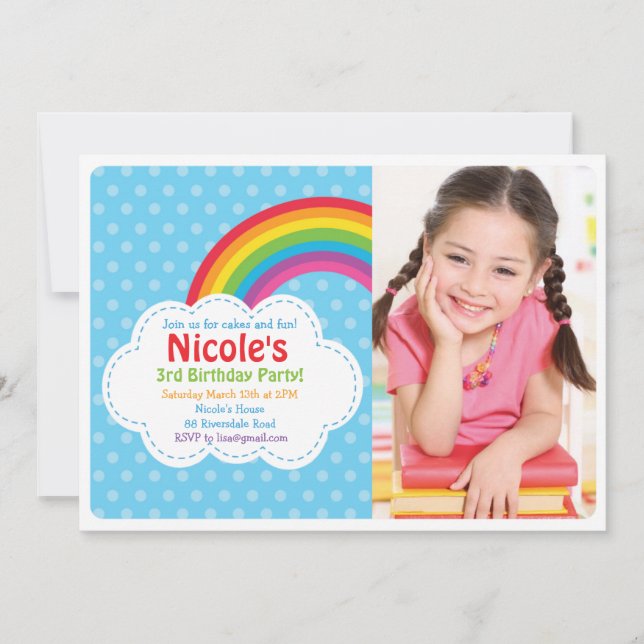 Rainbow Invitation / Rainbow Birthday Einladung (Vorderseite)
