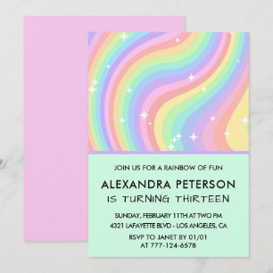 Rainbow invitations pour 13e anniversaire Pastel