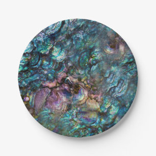 Rainbow Iridescent Abalone Beach Sea Muschel Pappteller
