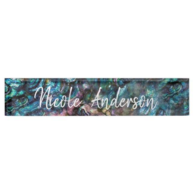 Rainbow Iridescent Abalone Sea Muschel Namensplakette (Vorderseite)