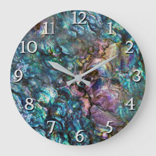 Rainbow Iridescent Abalone Sea Shell Große Wanduhr