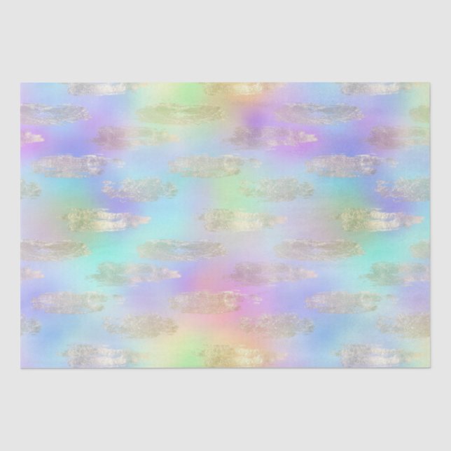 Rainbow Iridescent and Gold Brushstrikes Muster Seidenpapier (Vorderseite)