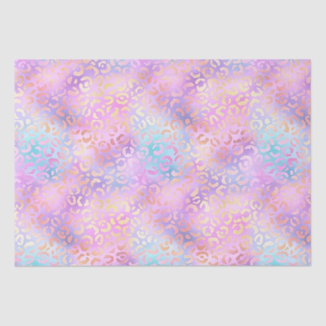 Rainbow Iridescent Gradient and Leopard Spots Seidenpapier (Vorderseite)