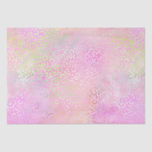 Rainbow Iridescent Gradient and Leopard Spots Seidenpapier (Vorderseite)