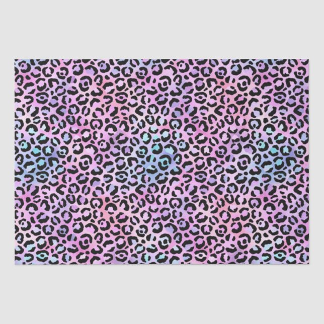 Rainbow Iridescent Gradient and Leopard Spots Seidenpapier (Vorderseite)